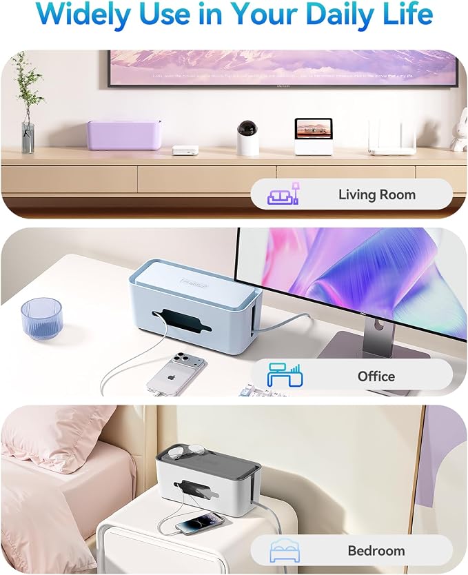 ORICO Cable Management Box, Cord Hider Box to Conceal Power Strips on Desk or Floor, Keeping Cords Tidy and Protected from Damage, Stylish Cable Organizers for Home, Office, School - PB01