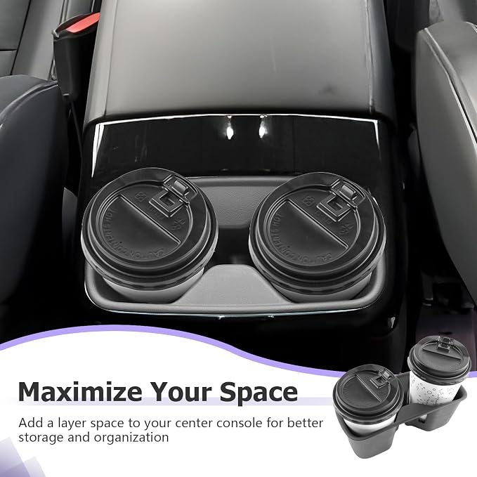 LUWU Cup Holder Compatible with Kia Telluride 2024-2026 Center Console Organizer Drink Holder Replacement for 2026 Kia Telluride Accessories Rear Seat Cup Holder (Compatible with 2024-2026 Telluride)