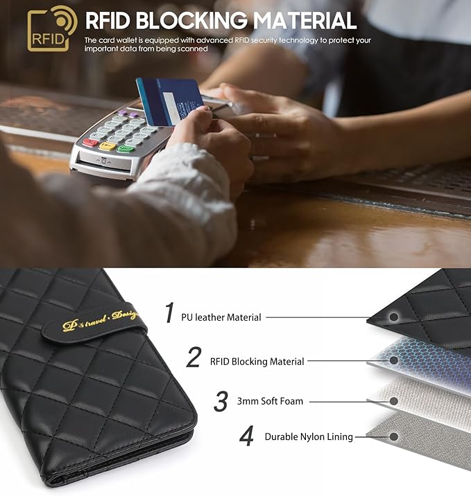 Passport Holder for Travel,Leather Passport Wallet,Travel Document Organizer with AirTag Slot,RFID Blocking With Credit Cards Case,Zippered Coins Pocket and Cash Slot for Women Men