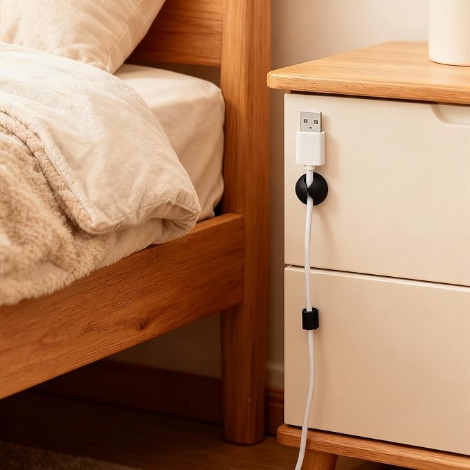 Desk Cord Cable Holder Clips, Adhesive Charging Cord Wire Organizer Keeper Holder for Nightstand, Desk, Office or Mouse
