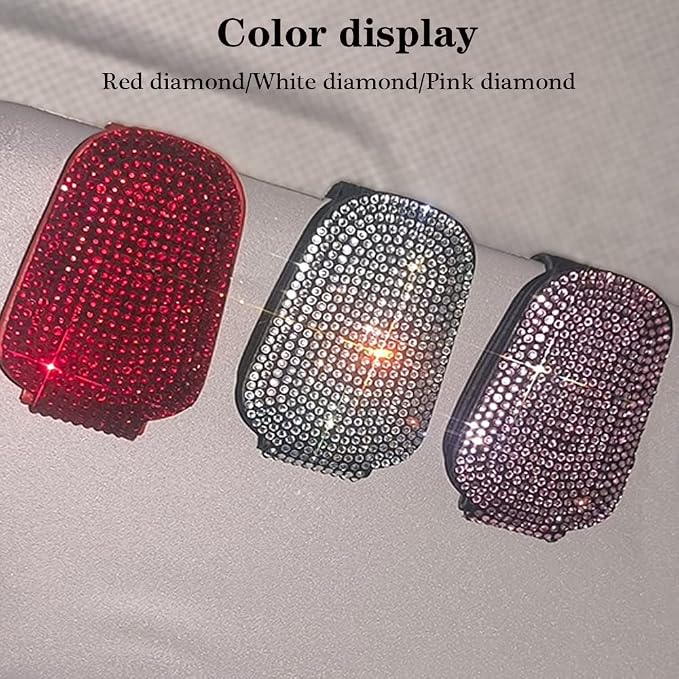 ACODABLEM Bling Car Glass Holder Sun Visor, Bling Crystal Rhinestone Sunglasses Magnetic Holder Mount Universal Eyeglasses Hanger Clip, Ticket Card Clip for Car, Car Sun Visor Accessories (Sliver)