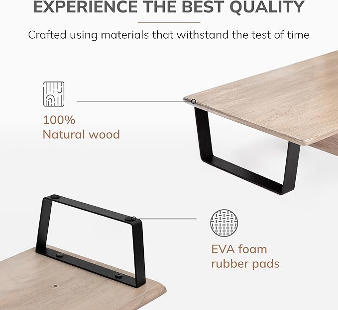Anji Mountain Monitor Stand - Desktop Organizer & Laptop Riser, Ergonomic Monitor Riser, Space-Saving Monitor Stand for Desk, Durable Construction, Easy Assembly, Ideal for Home & Office,Biscotti
