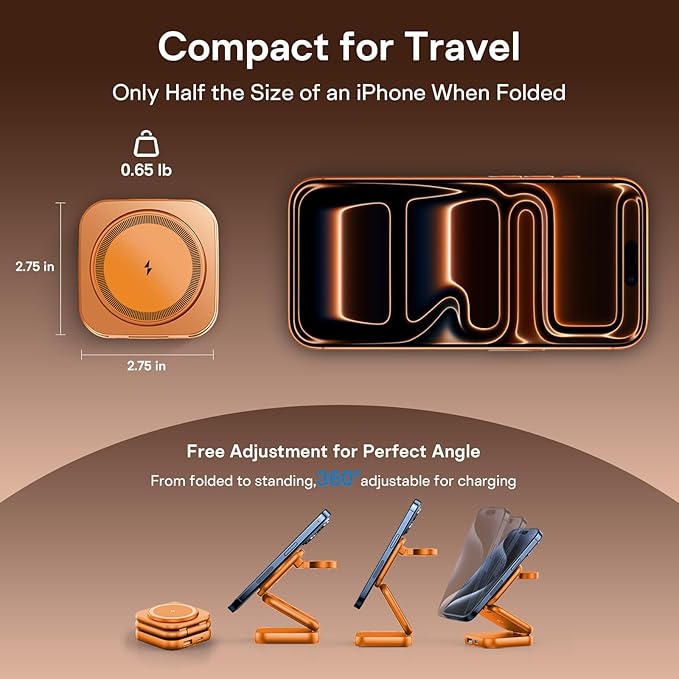 5-in-1 Wireless Charger for MagSafe, AC ISLAND Portable Travel Charging Station, 35W Max Fast Foldable Magnetic Stand, Evolved for iPhone 17-12 & Air Series, Apple Watch, AirPods (with 35W Adapter)