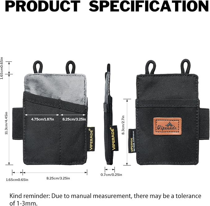 VIPERADE Slim EDC Pouch, Mini Pocket Organizer for Men, EDC Belt Organizer for Knife/Flashlight/Pen/Pry Bar/Mini Tools/Pocket Notebook