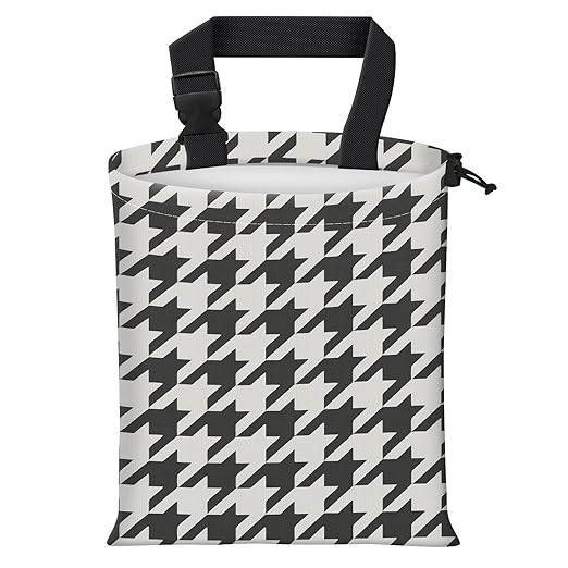 Car Trash Bag Large Hanging Can for Back of Seat, Cute Waterproof Car Garbage Bag for Vehicle, Travelling, Outdoor Black White Houndstooth