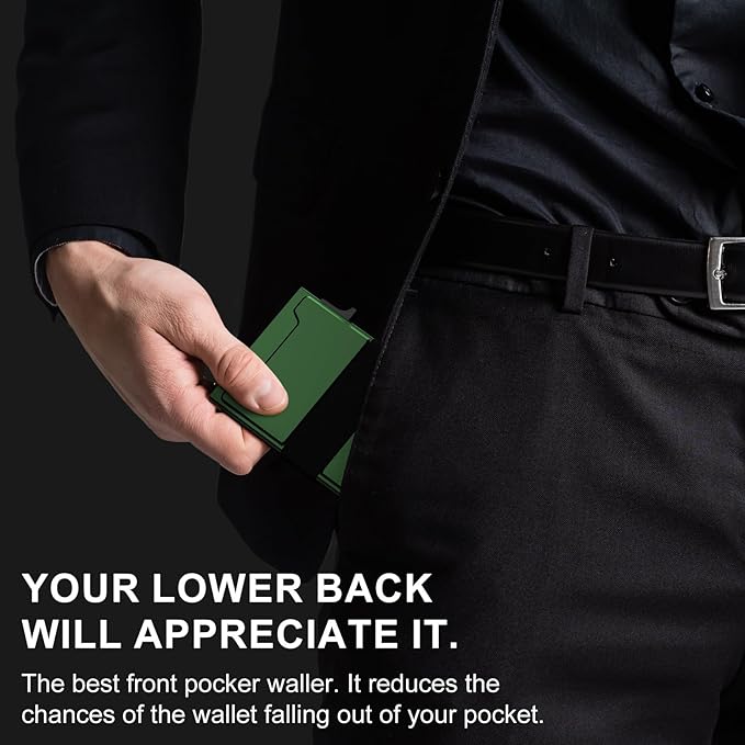 Smart Card Wallet for Men Slim: Minimalist Wallet For Men - RFID Blocking Pop Up Front Pocket Wallet, Metal Wallet 11 Card Holder