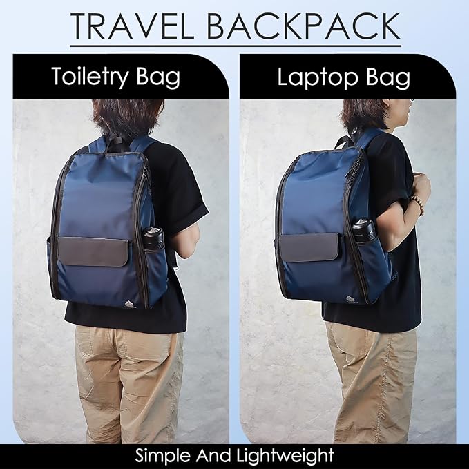Travel Laptop Backpack Large Hanging Toiletry Organizer Water-Repellent Hygiene Bag (Blue)