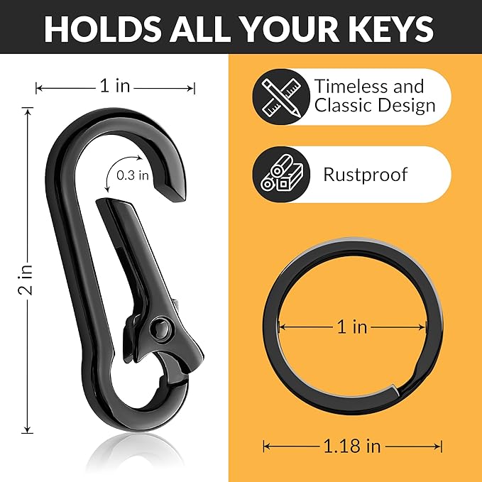Rainspire Key Ring Keychain Keyrings Key Chain Holder Clip Key Organizer Key Chain Ring for Men and Women, 3 Pack