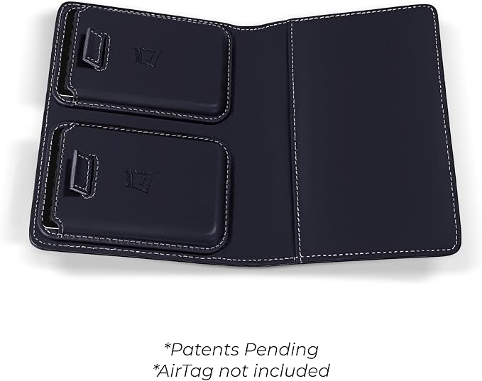 Kings Loot Passport Holder Wallet – RFID Blocking Leather Travel Wallet with Built-in Airtag Holder – Holds 1-6 Cards & Passport – Easy Pull Tab – Slim & Stylish Wallets (Sapphire)