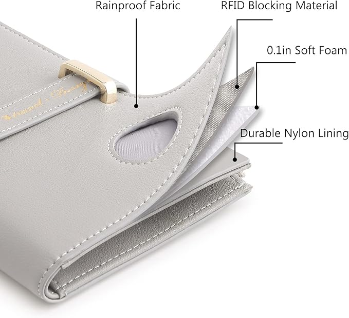 VanFn Airtag Passport Holder, RFID Travel Passport Wallet, Family Passport Holder, Ladies Bifold Air Tag Wallets, Slim Leather Credit Card Wallet For Women, Trip Document Organizer P.Travel Series