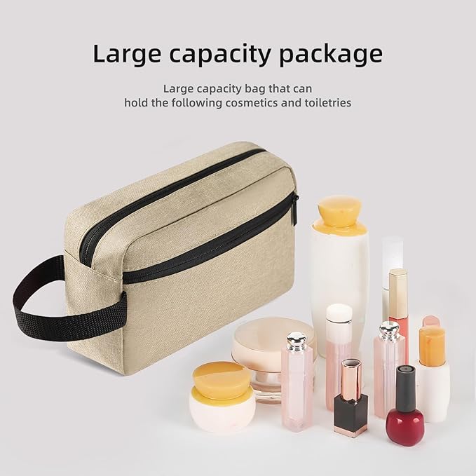 Icramsy Travel Toiletry bag Toiletry bag for women men Hanging Cosmetic bag Travel accessories for Women Men (Khaki)