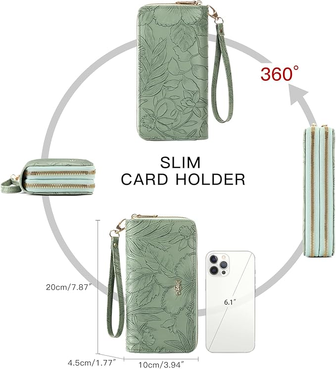 RNIEGA Wallet for Women Clutch Double Zip Around Credit Card Holder Leather Women's Wallet Large Capacity