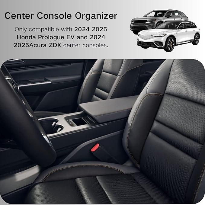 2PCS Center Console Organizer for 2024 2025 2026 Honda Prologue EV and 2024 2025 Acura ZDX Accessories, Floor Lower Center Console Organizer Tray Interior Armrest Insert Storage Box