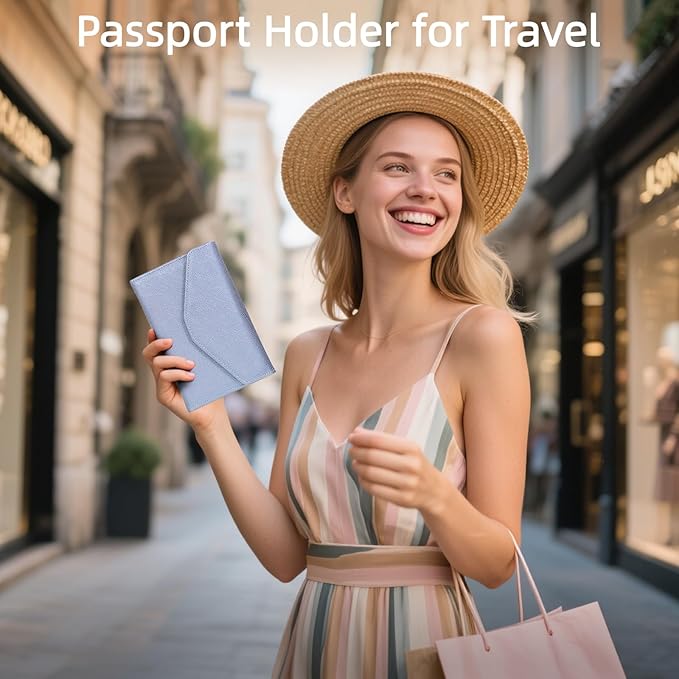 ZOPPEN Mulit-purpose Rfid Blocking Passport Holder Travel Wallet (Ver.4) Passport and Vaccine Card Holder ComboTri-fold Document Organizer Travel Essentials