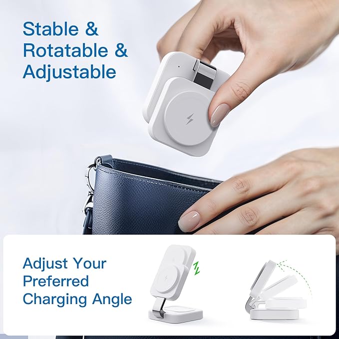 RYND 2026 Traveling Wireless Mag-Safe Fast Charging Station,Magnetic 3 in 1 Charger with iPhone 17 16 15 14 13 12 Pro Max Plus,Apple Watch Series & Air pods 4 3 2 Pro-Gifts for Wife & Husband(White)