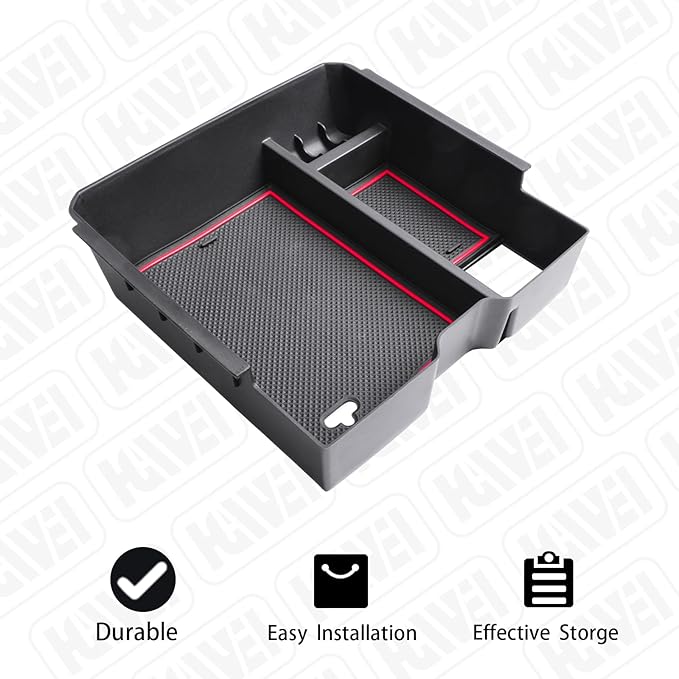 HGWEI Center Console Organizer Tray Compatible with 2024 2025 2026 Ford Ranger & Ranger Raptor Interior Accessories, Coin Container Armrest Storage Box(Electric handbrake Version), Red