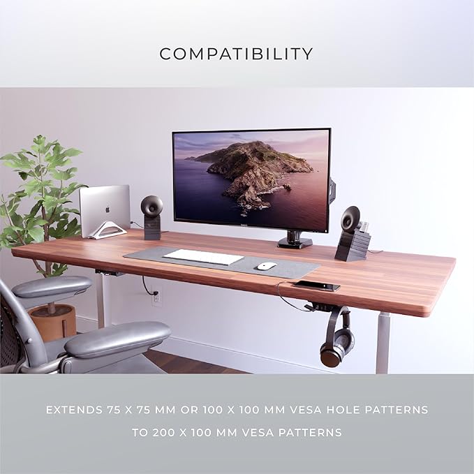 HumanCentric VESA Mount Adapter Plate for 200x100 mm VESA Patterns, Conversion Kit for 75x75 and 100x100 mm Patterns to 200 x 100 mm, Hardware Included