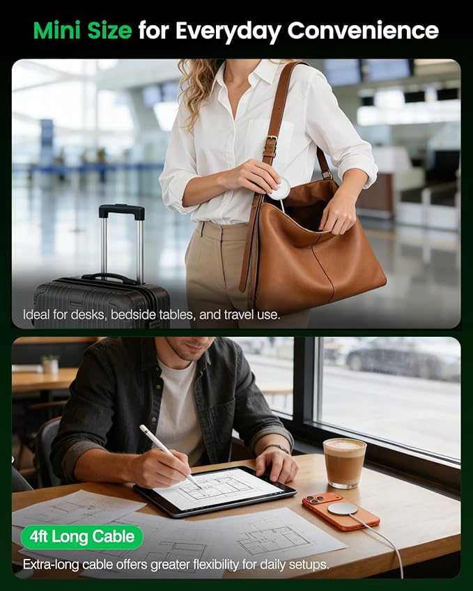 25W Magnetic Wireless Charging Pad: Qi2.2 Qi2 MagSafe Fast Charger for iPhone Air 17e 17 16 15 14 Pro Max, Samsung Galaxy S26 S25, Google Pixel 10 & AirPods, Gift Ideal for Desk Travel (White, 2 Pack)
