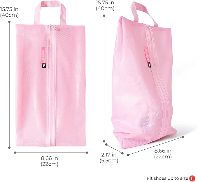 pack all Shoe Bag for Travel, Water-Resistant Shoe Pouch for Gym, Odor-Resistant Soccer Cleats Bag for Sport (Pink, 1-Pack)