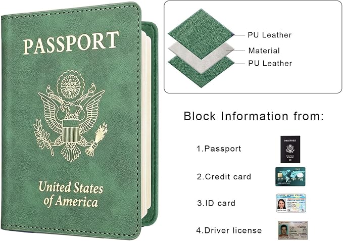 Passport Holder Covers Case, Waterproof Rfid Blocking Travel Wallet | Made Of Soft Pu Leather, It Is Scratch-Resistant, Waterproof, Crease-Resistant, and Is Lightweight, Thin and Durable