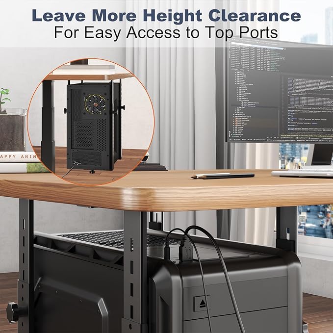 PUTORSEN Under Desk PC Mount for Mid/Mini-Tower Cases - Vertical/Horizontal CPU Holder up to 77 lbs, Space-Saving Computer Rack for ATX/Micro-ATX/Mini-ITX (Black)