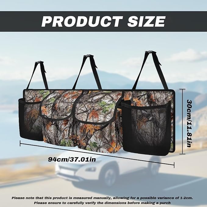 Hanging Car Trunk Organizer Collapsible Car Back Seat Storage Bag Tree Branches and Vines Print Auto Cargo Bags with 4 Large Pockets Universal Automotive Interior Accessories