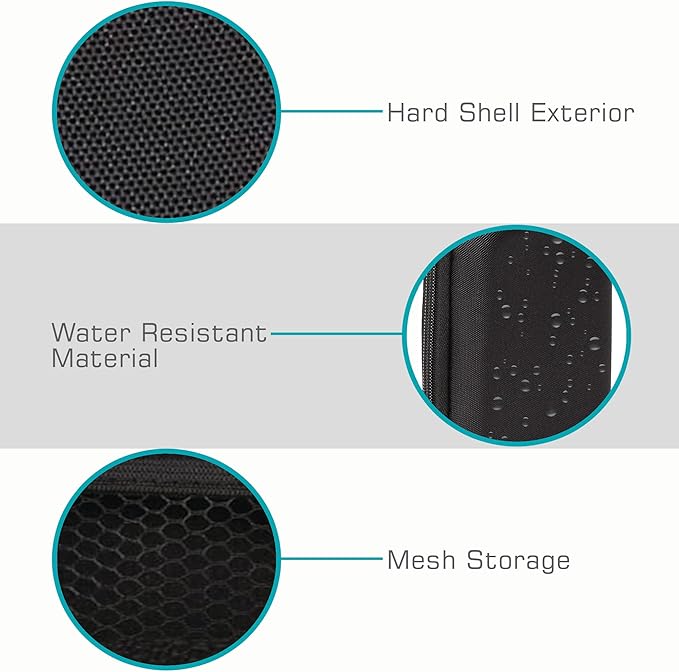 Maxell Hard Shell Small Storage Case: Keep Your Accessories Organized and Safe with Mesh Pockets, Elastic Loop, and Zipper Pocket - Ideal for Powerbanks, Cables, and Earbuds (Pack of 2)