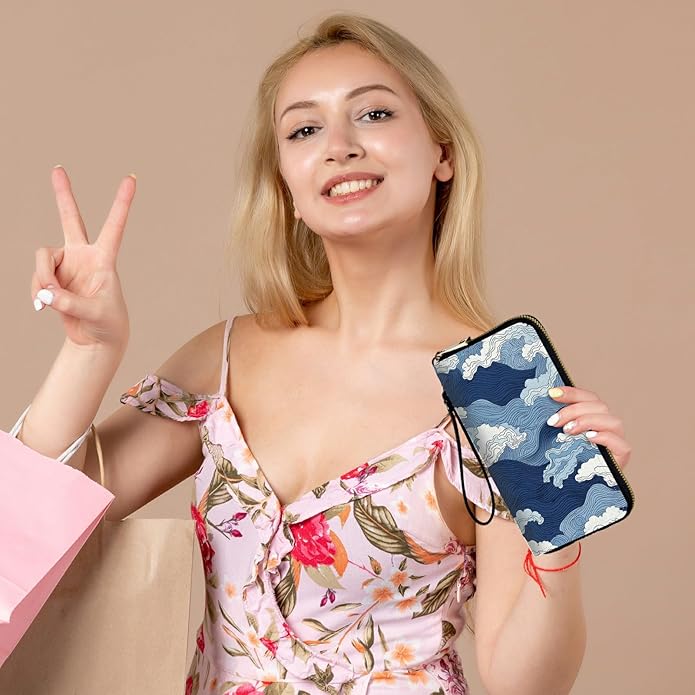 Wristlet Wallet for Women, RFID Blocking Phone Wallet, Large Capacity Zip Around Clutch, Fits iPhone 15 Pro Max, Travel Organizer Purse
