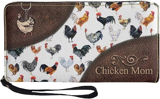Bulopur Personalized Wristlet Wallet for Women with Name Rifd Chicken Long Wallet PU Leather Clutch Purse Zipper Large Capacity Coin Cash Holder Customized Gifts for Mom Girlfriend