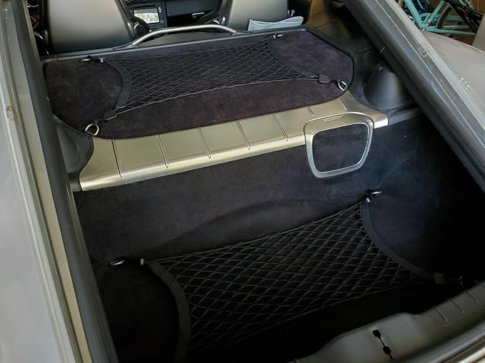 EACCESSORIES EA(Qty.2)Trunk Organizer Cargo Net for Porsche Cayman 2006–2025 – Floor Style Cargo Nets for Coupe–Premium Mesh Elastic Car Trunk Organizer Vehicle Carrier Storage–Compatible with Cayman