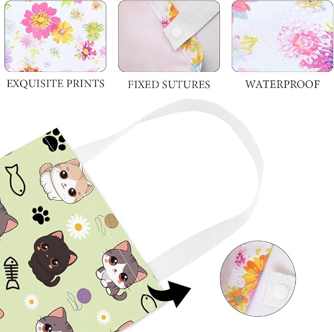 CREATCABIN Cat Car Trash Bag Hanging Car Garbage Bag Back Seat Organizer Trash Can Bin One-Handed Strap Garbage Reusable Waterproof for Car Accessories Vehicle Travelling Camping 11.8x9.84 Inch