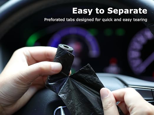 Ginsco 0.8 Gallons Disposable Trash Bags for Mini Car Trash Can, Portable Small Car Garbage Bags, Cars Accessories, Mini Trash Bags, Plastic Trash Bag for Cars/Home/Office (6 Rolls/90 Counts) Black