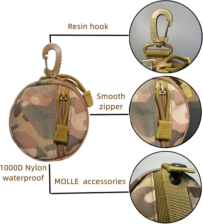 Small EDC Pouch EDC Bag Molle Pouch Tactical Wallet, Molle Accessories, Coin Pouch Coin Purse, Key Case, Tactical Keychain Pouch, Earphone Case, Military Gear Waterproof