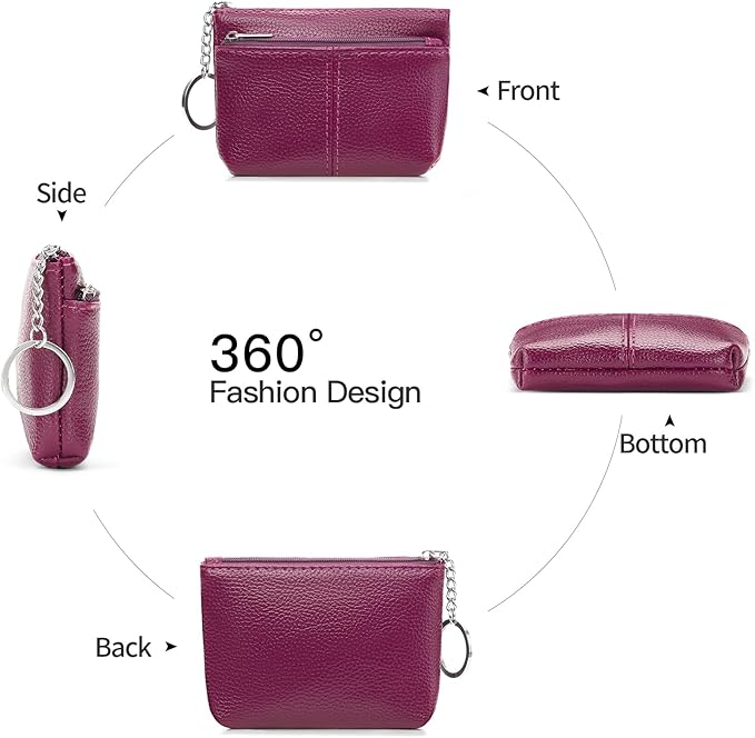 SENDEFN Leather Coin Purse for Women Small KeyChain Change Pouch Credit Card Holder