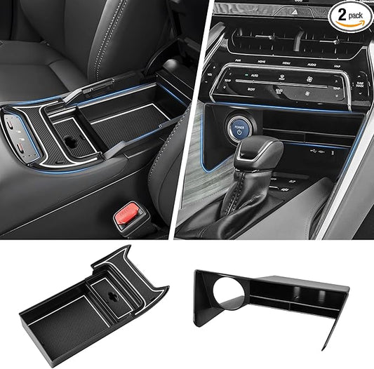 Autorder 2PCS Center Console Organizer for 2021-2024 Toyota Venza Accessories Armrest Storage Box Secondary Insert Tray Center Console Armrest Tray with Nonslip Mats