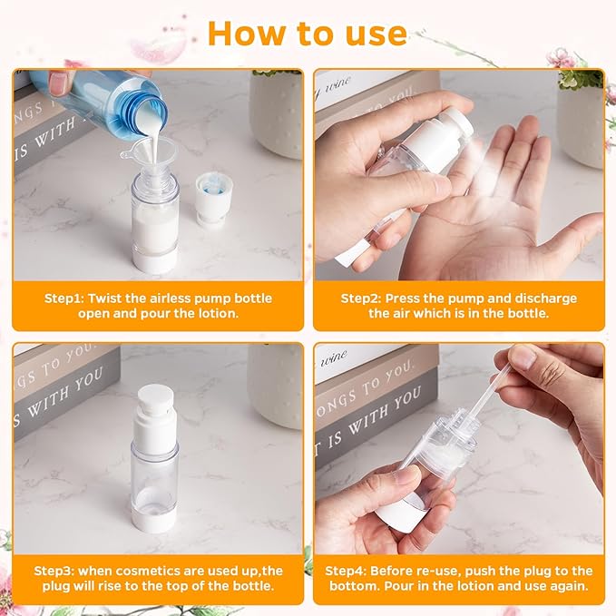 13 Pack Big Travel Size Containers, 1.7/1/0.5oz Clear Airless Pump Bottles, TSA Approved Skincare Empty Leak Proof Bottles Refillable Jars for Travel or Home Toiletries, Lotion, Liquid, Cream