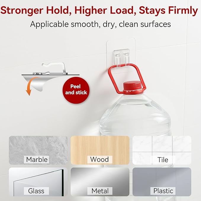 Hooks for Outdoor String Lights, 80 Pack Heavy Duty Cable Clips, Damage Free Cord Clips, Waterproof and UV-Resistant, Clear Self-Adhesive Hooks for Hanging Christmas Lights Outdoor and Patio Decor