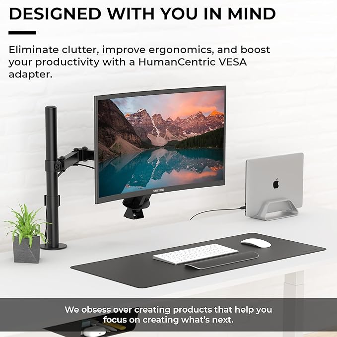 HumanCentric VESA Mount Adapter Compatible with Samsung Curved Monitors 32" CF397 and Samsung 24" CRG5, VESA Adapter Mounts Monitor to VESA Stand, Arm, or Desk Mount, Does Not Work with 27" Monitor