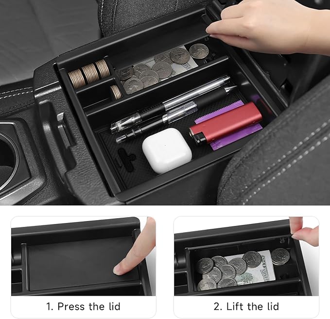 YOJOJOCO Center Console Organizer Compatible with Toyota 2016-2020 2021 2022 2023 Tacoma Accessories ABS Plastic Material Armrest Secondary Storage Box