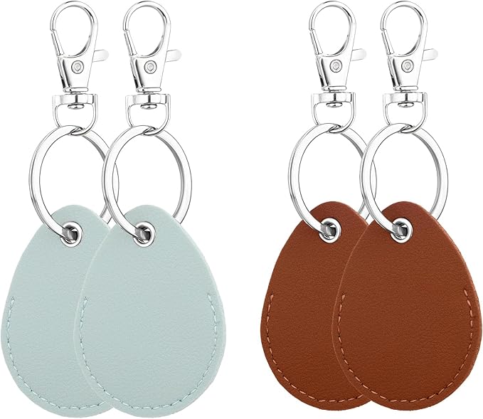 Psyqtsuary Leather Key Fob Holder, 4 Pcs PU Leather Keychain Key Holder for Keychain General Keys Fob, for Keys ID Keys Cards