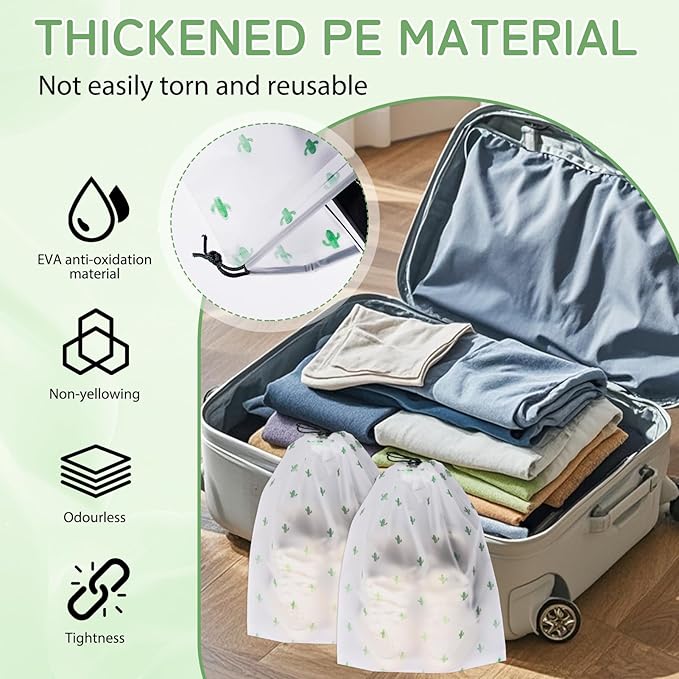 Shoe Bags for Travel, 15.7" x 11.8" Travel Shoe Bags for Packing, Large Waterproof Portable Travel Shoe Storage Bags Travel Essentials Women for and Men (5, Cactus)