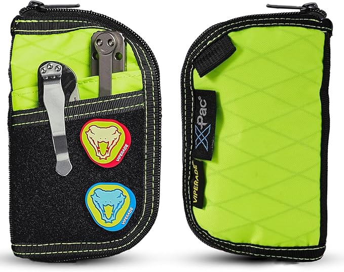 VIPERADE VE10 EDC Pouch Small Pocket Tool Pouch with 10 Compartments, Men's Pocket Organizer for Multitools, EDC Organizer with Patches Area for DIY (X-pac Green)