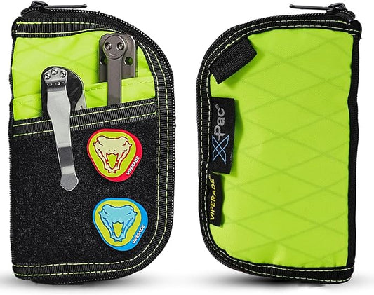 VIPERADE VE10 EDC Pouch Small Pocket Tool Pouch with 10 Compartments, Men's Pocket Organizer for Multitools, EDC Organizer with Patches Area for DIY (X-pac Green)