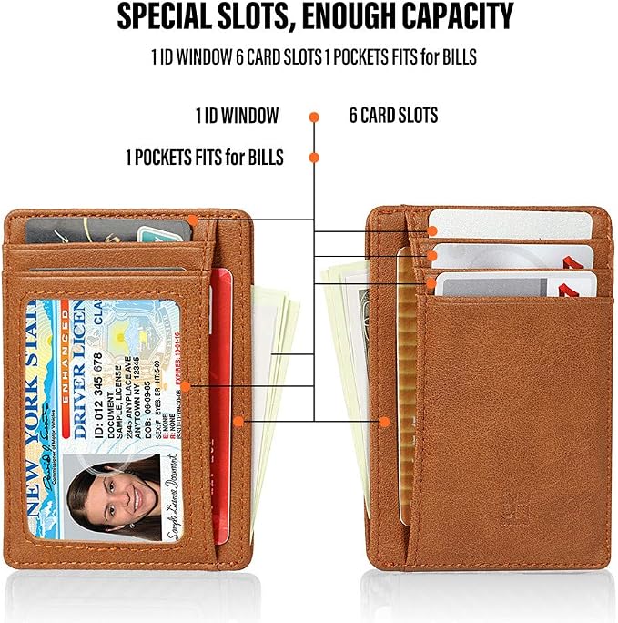 GH GOLD HORSE Slim RFID Blocking Card Holder Minimalist Leather Front Pocket Wallet for Women | Slim