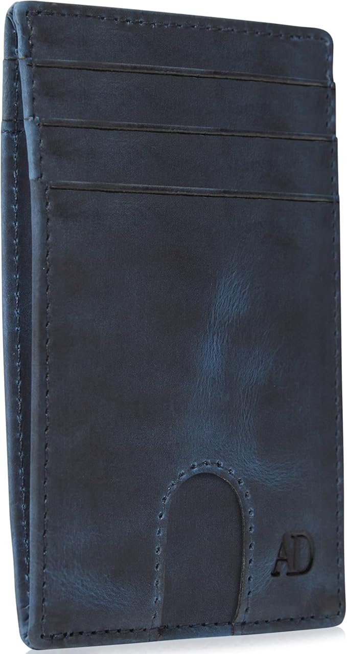 Access Denied REAL LEATHER Slim Minimalist Mens Wallet - Thin Front Pocket RFID Credit Card Holder Wallets For Men Holiday Gifts For Him