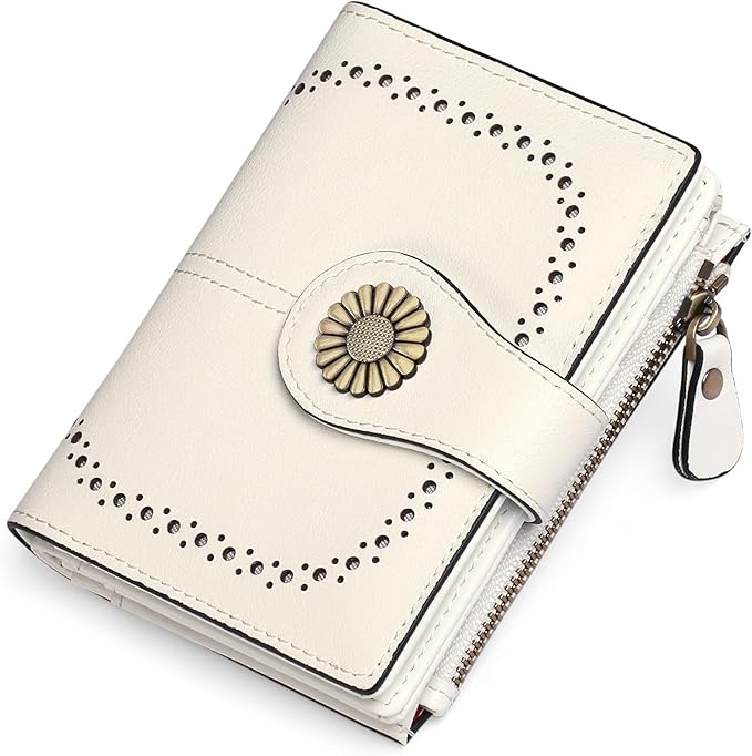 SENDEFN Small Wallets for Woman RFID Blocking Leather Bifold Credit Card Holder Purse with ID Window