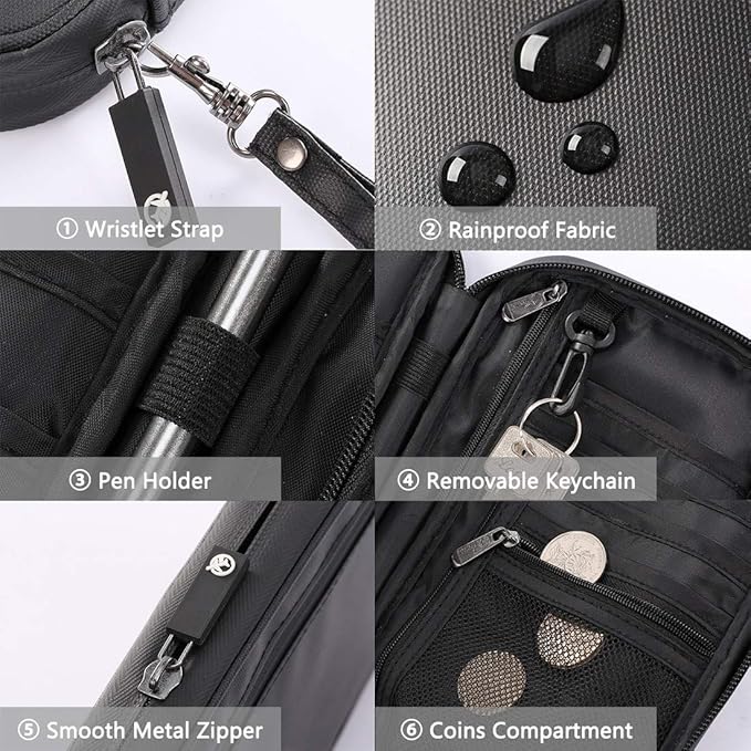 VanFn RFID Travel Passport Wallet, Family Passport Holder, Trip Document Organizer P.Travel Series (Nylon - Black)