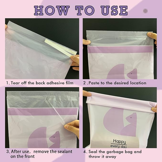 60PCS Easy Stick-On Disposable Portable Car Trash Bag, Waterproof Leakproof Vomit Bags, Firm and Durable, Suitable for Cars, Camping, Travel, Kitchens, Bedrooms, Study Rooms, Office Spaces