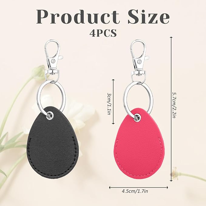 Psyqtsuary Leather Key Fob Holder, 4 Pcs PU Leather Keychain Key Holder for Keychain General Keys Fob, for Keys ID Keys Cards