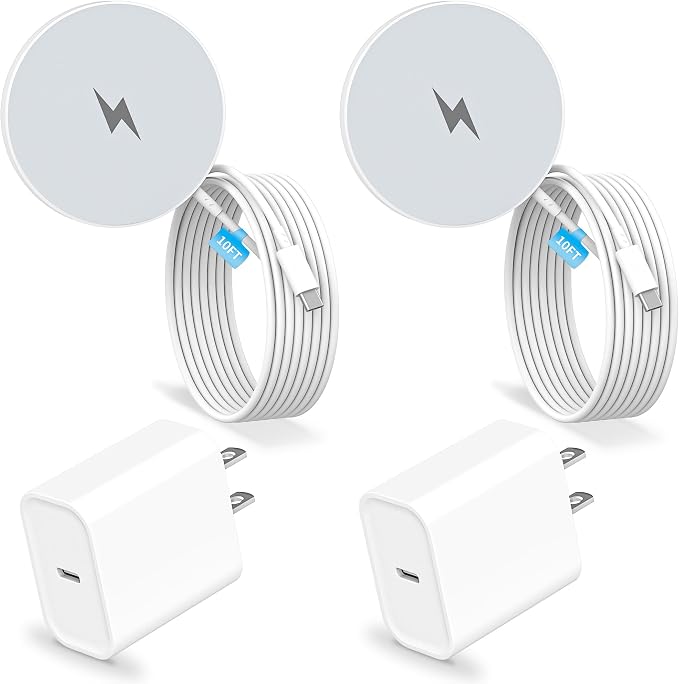 10FT Magnetic Wireless Charger,2Pack Fast Apple Mag-Safe Charger Magnet Charging Pad Mag Safe Charging for iPhone 17Pro Max/16 Pro Max/16Pro/16/iPhone 15Pro Max/15 Plus/14/13/12/AirPods 3/2/Pro/Pro 2